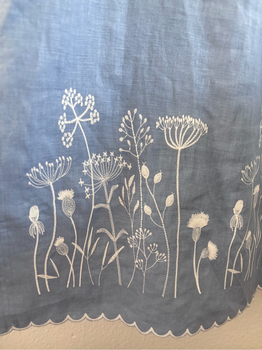 Tuckernuck Open Sky Embroidered Linen Britton Maxi Dress Scalloped Medium EUC - Picture 8 of 11